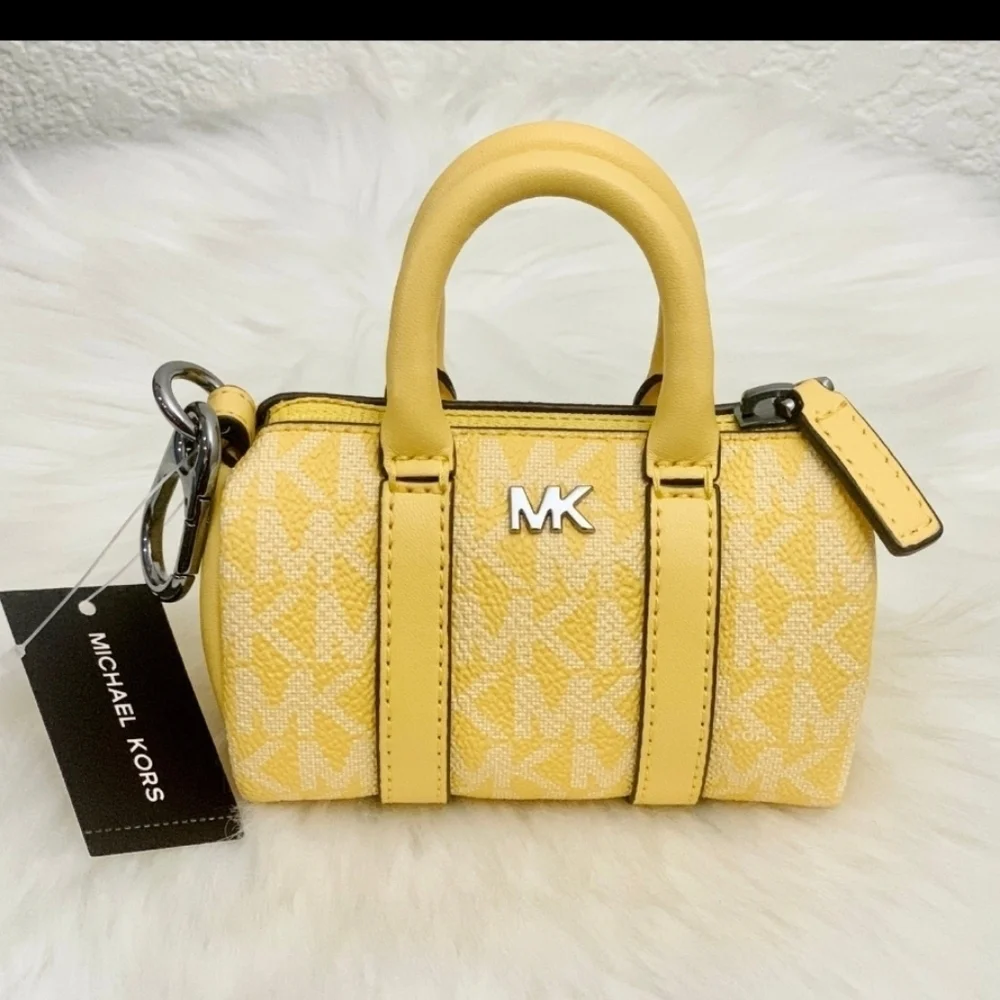 💛▪️MICHAEL KORS ▪️yellow MICRO DUFFLE KEYFOB BAG 4.5 x 3
